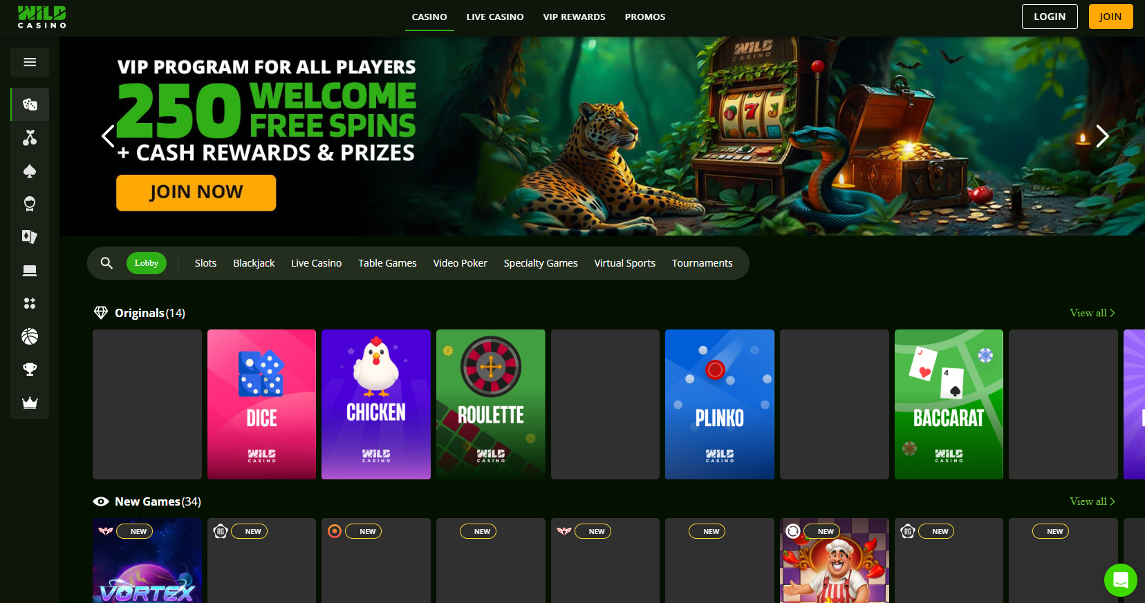 Wild Casino Casino Homepage